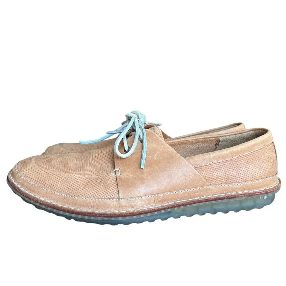Clarks Mens Shoe Size 12 Grafted Sail Durable Boat Tan Leather Loafers Laces EUC